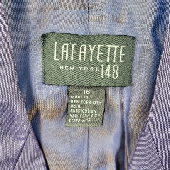 LAFAYETTE NY 148 womens 16 purple cotton silk blend pants set (flawed) - Picture 4 of 15